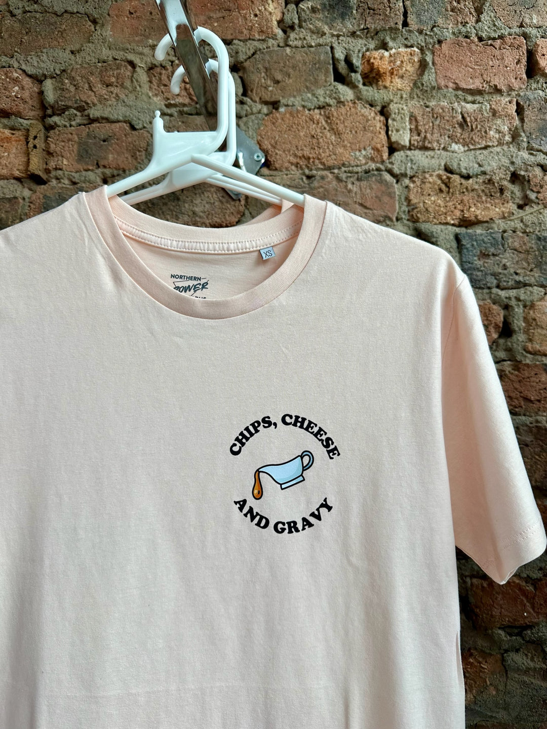Chips, Cheese and Gravy Organic Power Pink Tee (XS)