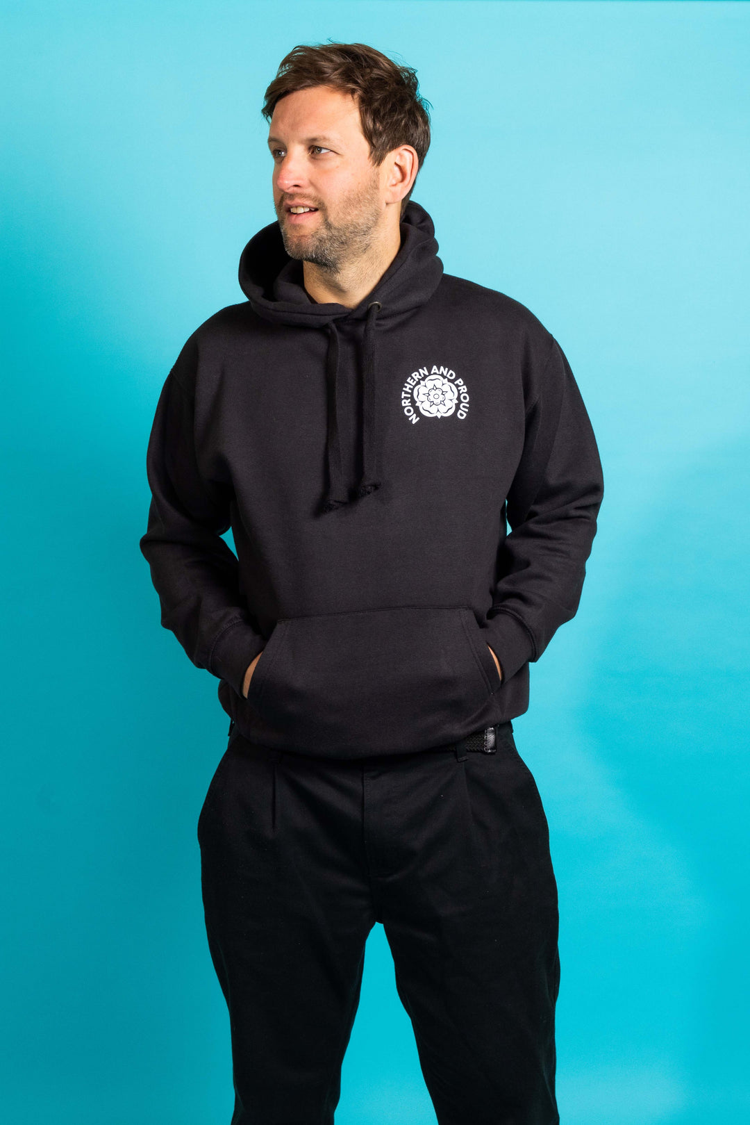 Northern Rose - Black Hoodie (Red or White Rose - Northern Power Garms