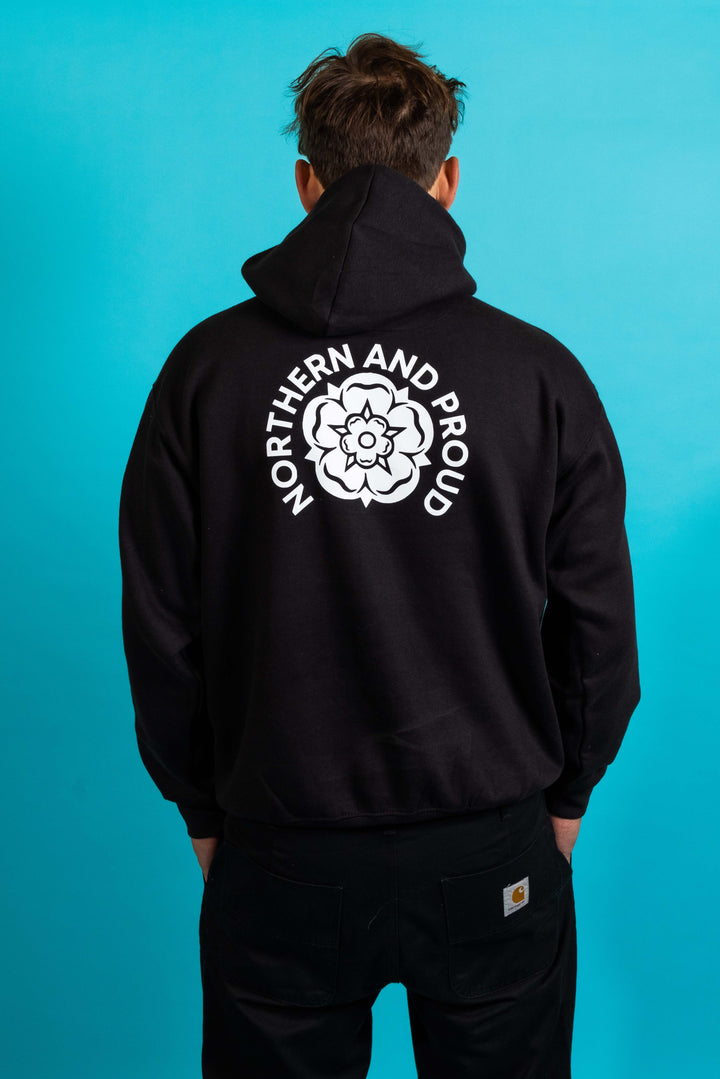 Northern Rose - Black Hoodie (Red or White Rose - Northern Power Garms