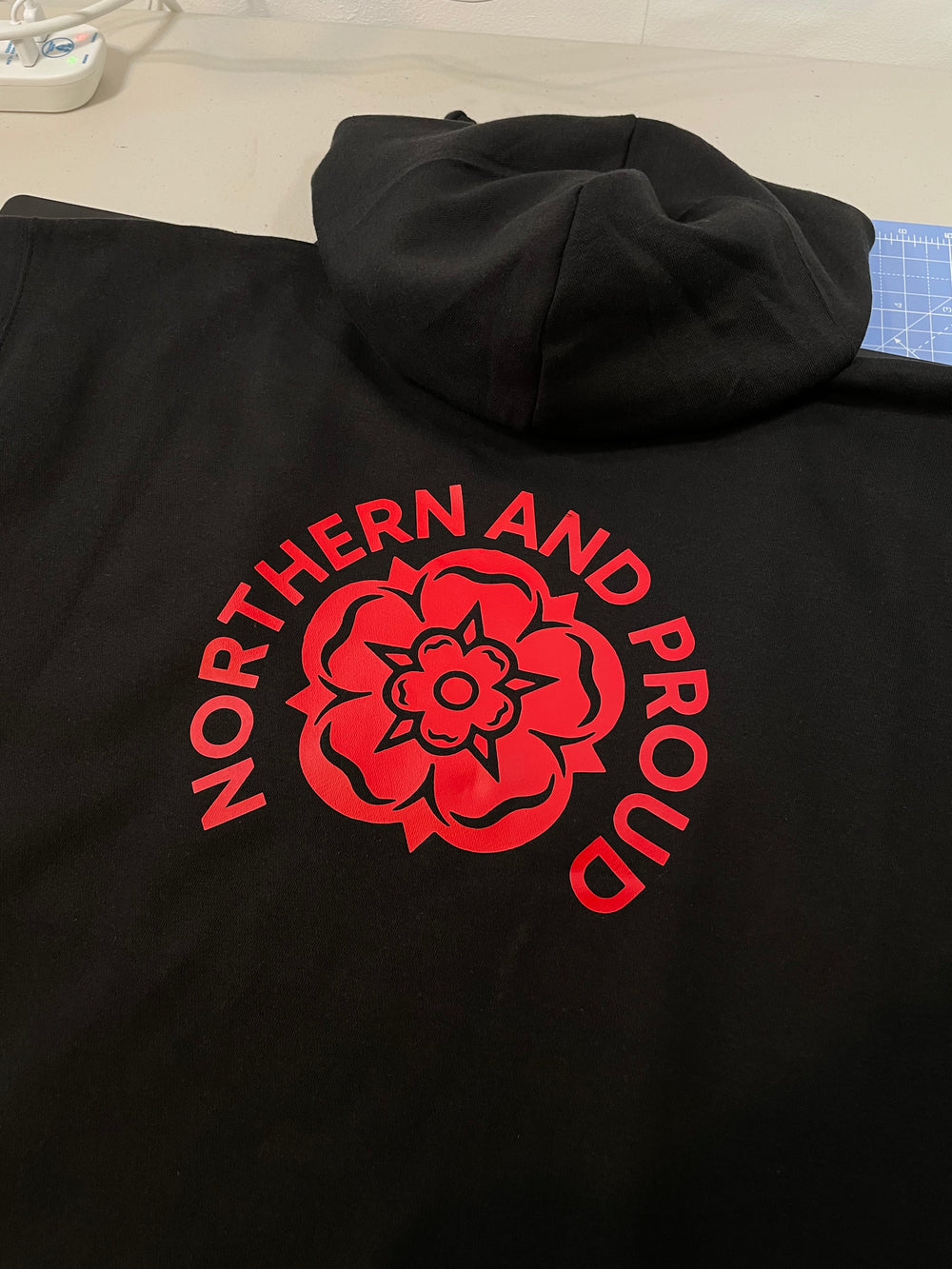 Northern Rose - Black Hoodie (Red or White Rose - Northern Power Garms