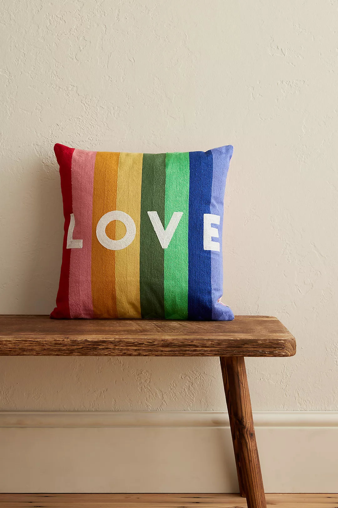 Rainbow LOVE Needlepoint Pillow