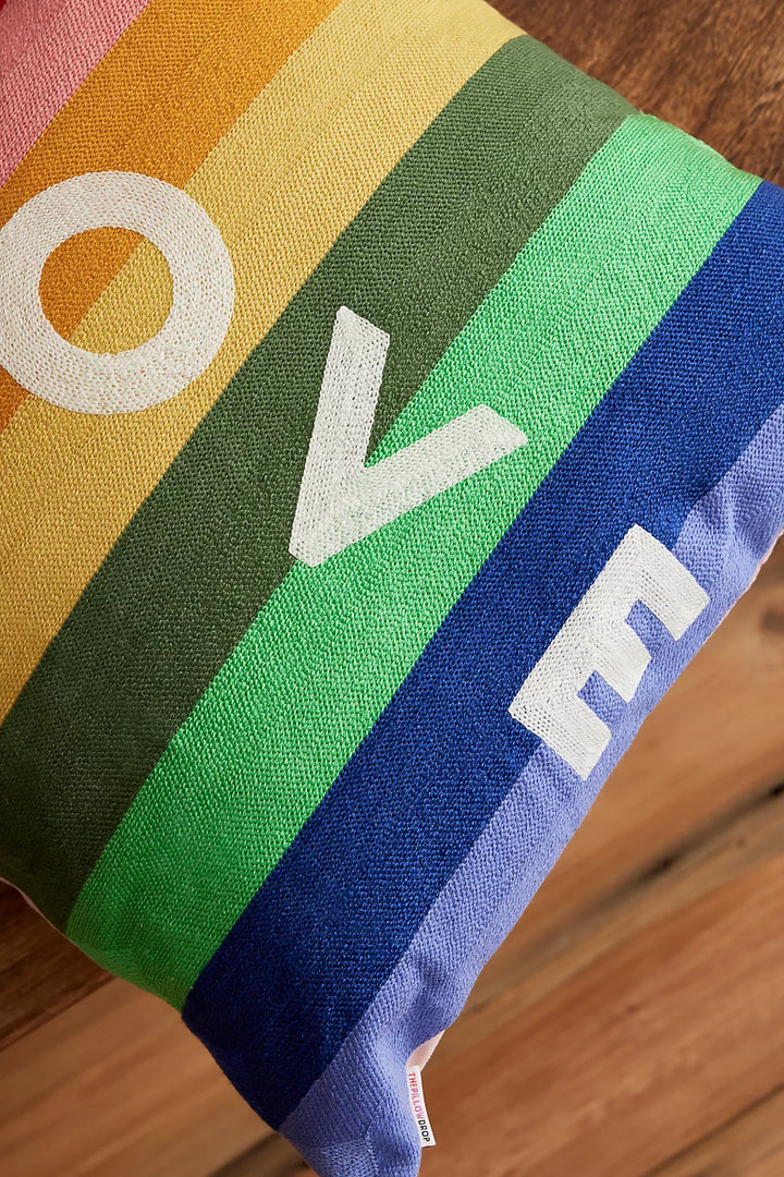 Rainbow LOVE Needlepoint Pillow