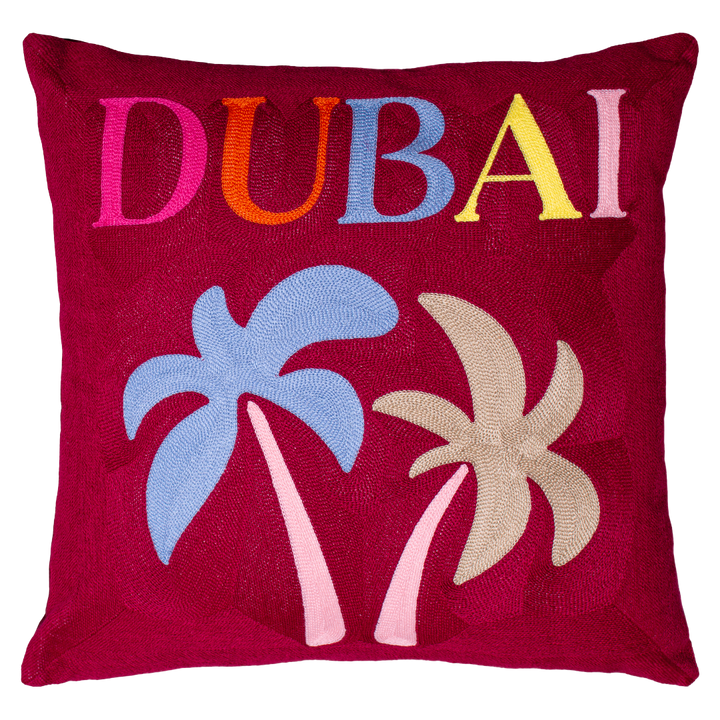 Dubai Needlepoint Pillow – Luxury Palm Design