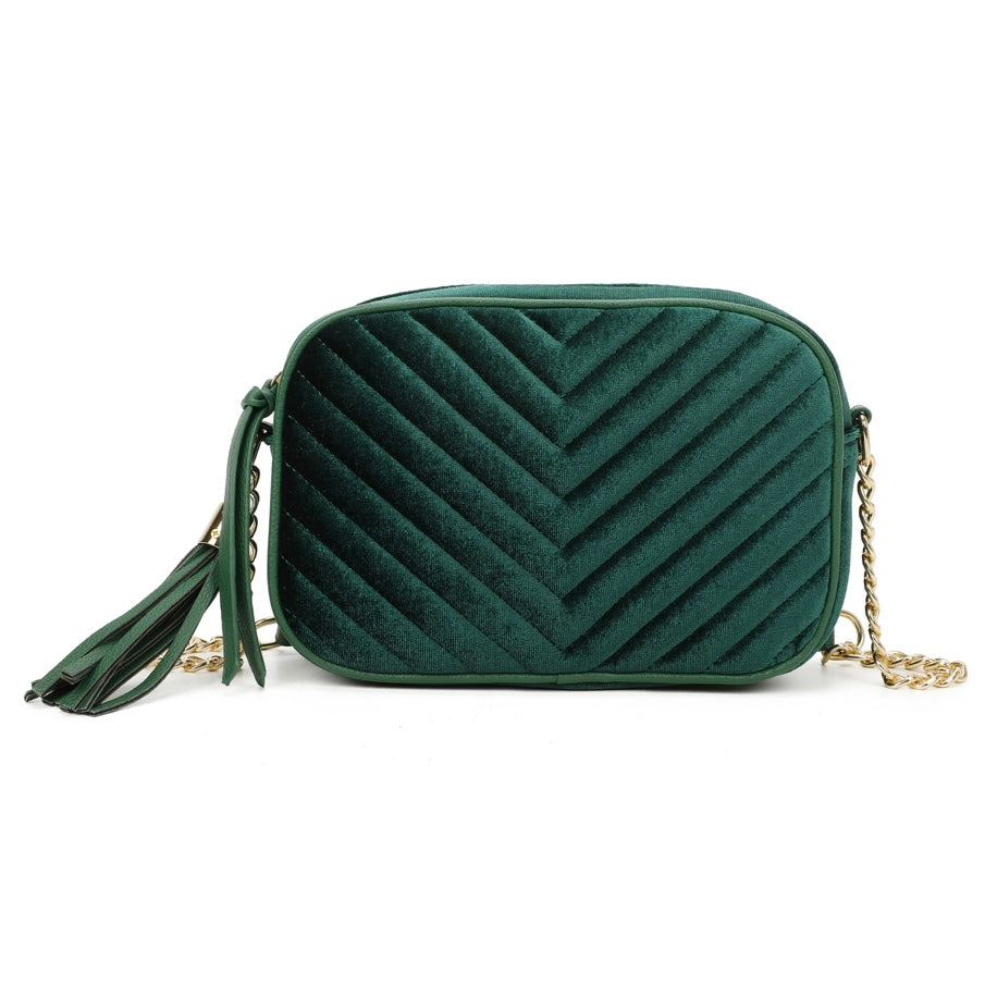 Personalised Green Velvet Tassel Bag