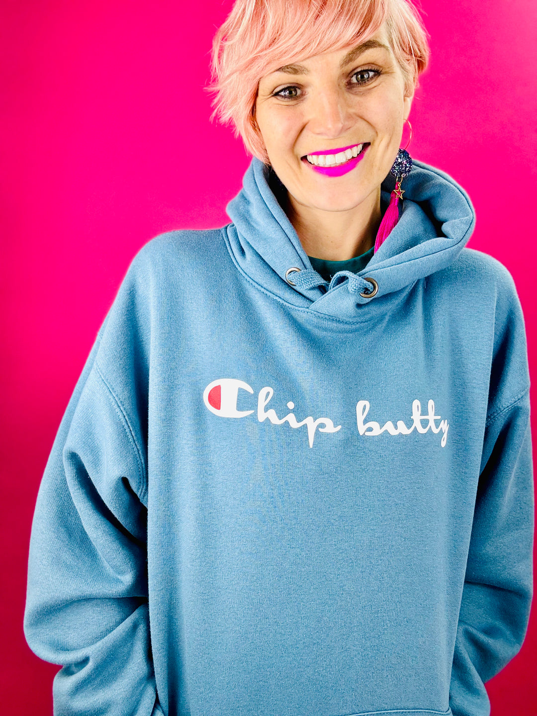 *Chip Butty Hoodie - Blue (Ready To Ship)