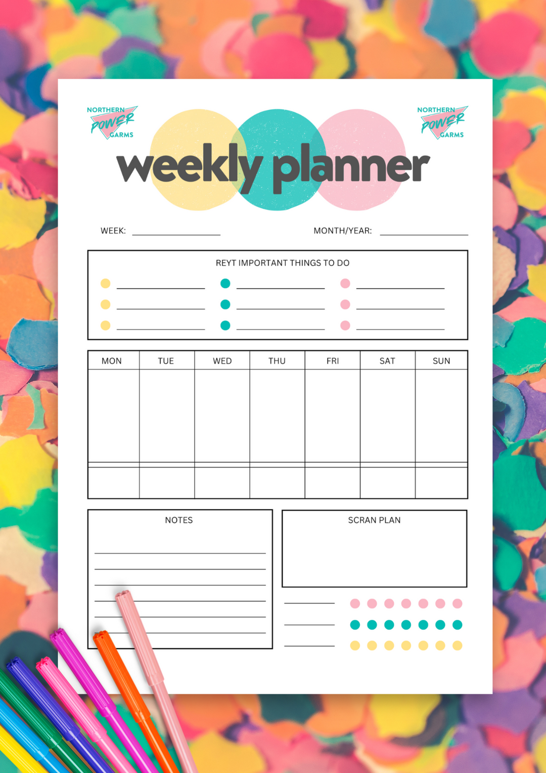 Reyt Good Weekly Planner - DOWNLOAD AND PRINT