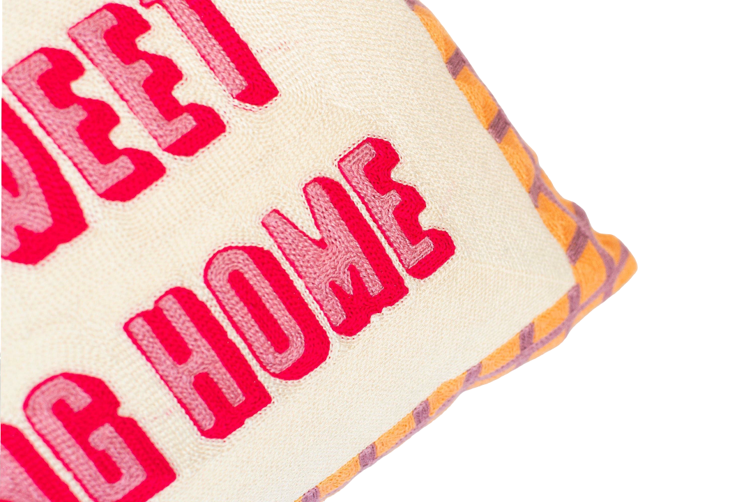 Funny Needlepoint Pillow – Home Sweet F*cking Home