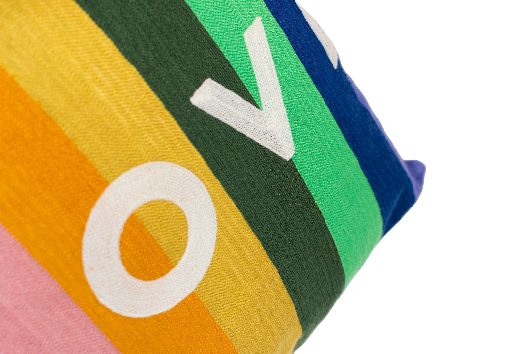 Rainbow LOVE Needlepoint Pillow